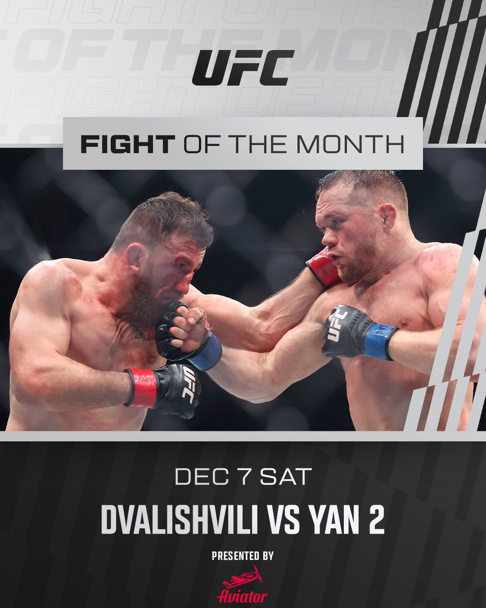 ufc's tweet image. This is one to remember 👊

@MerabDvalishvil &amp;amp; @PetrYanUFC take home the December FOTM! 

[ B2YB @Aviator_Spribe ]