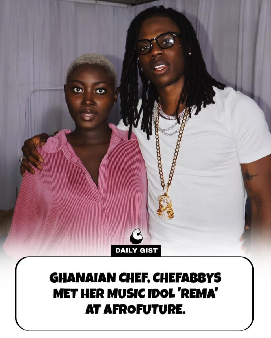 chapps_h's tweet photo. 🤩“Yeah… That just happened.” ~ ChefAbbys can’t hold her happiness after seeing Rema.
Rema on the other hand is finally going to taste her Jollof rice for the first time.
They both had an unforgettable moment at AFROFUTURE ❤️❤️
#AfroFuture2025 https://t.co/98q9uAJNZP