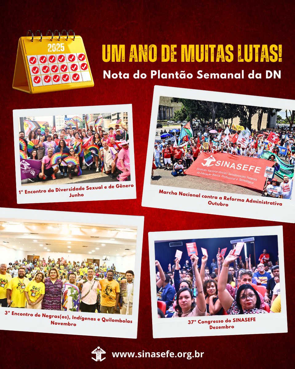 SINASEFE's tweet image. Nota do SINASEFE | 2025 foi um ano em que a extrema-direita avançou no mundo e a crise climática afetou severamente todos os continentes.

O SINASEFE teve 2 grandes lutas: contra a PEC 38/2025 e pelo cumprimento dos Acordos de Greve.

Leia a Nota: sinasefe.org.br/site/um-ano-de….