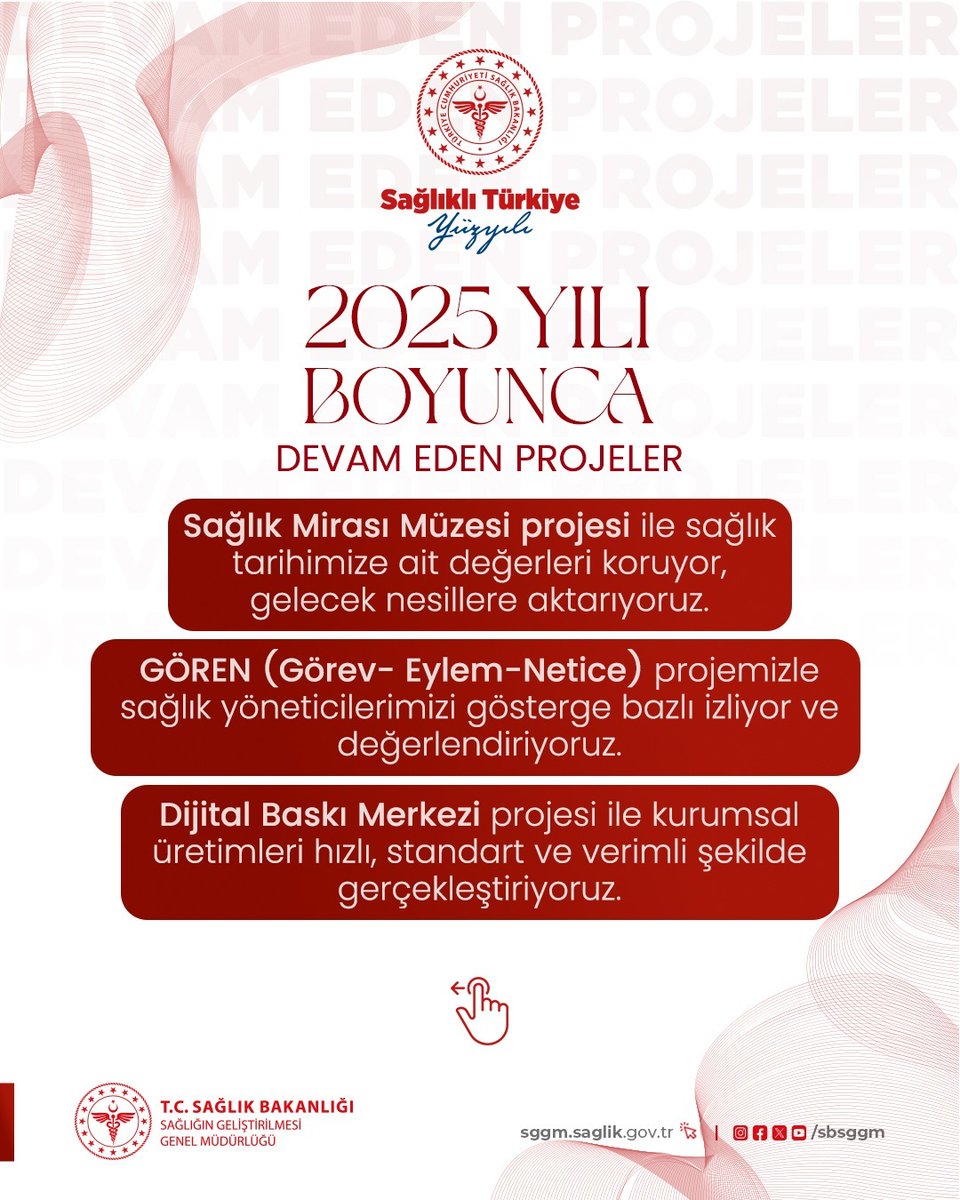 sbsggm's tweet photo. Sağlığın Geliştirilmesi Genel Müdürlüğü olarak; 2025 yılı boyunca kurumsal kimlikten dijital yayıncılığa, mobil uygulamalardan sağlık m��zesi çalışmalarına kadar geniş bir yelpazede projeler yürüttük. 

@saglikbakanligi
#Sağlıkta2025 
#SağlıklıTürkiyeYüzyılı
#SağlığıGeliştirenTürkiye
