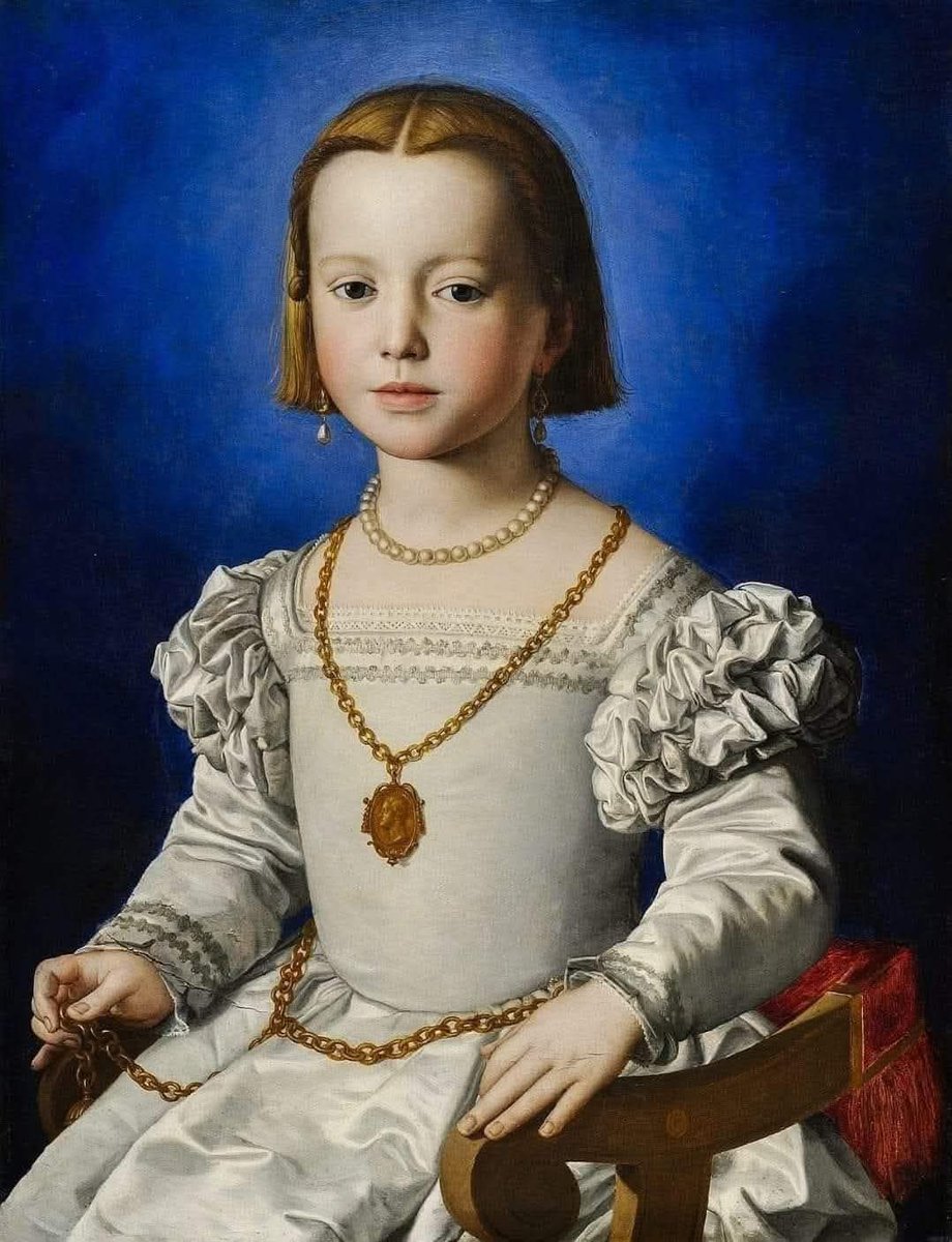 The little girl in this painting is Bia de’ Medici, and her story is as fragile as the pearls she wears... 

Bia was born in 1536, before her father, Cosimo I de’ Medici, had fully secured his rule or his carefully constructed public image. She was his child, but not his wife’s.