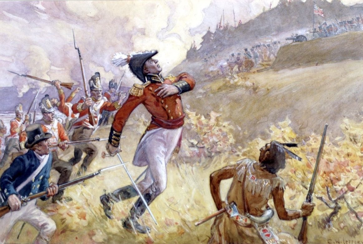 The death of General Brock at the Battle of Queenston Heights (13 October 1812)
