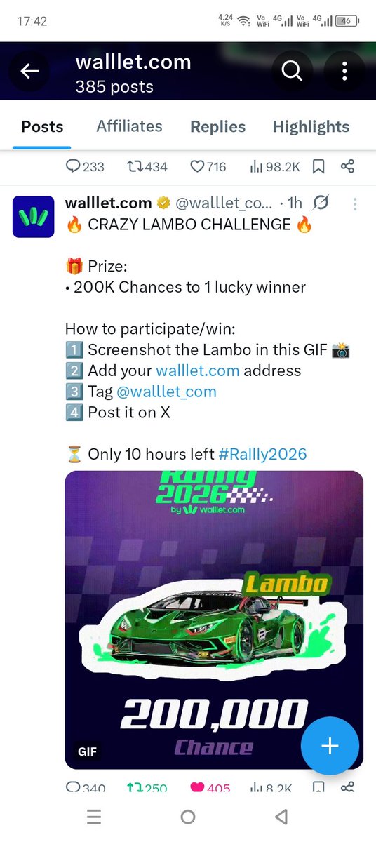 JjjaTariq94109's tweet photo. @walllet_com "Excited for #Rallly2026! 🏎️🔥
Thanks @walllet_com for this opportunity. Praying for your massive success! 🤲🚀
Here is my entry for the Crazy Lambo Challenge! 📸
Address: 0xd8D06b3FF6158d7378E28f08Fb11338643e6799a
#LamboChallenge #Walllet #CryptoSuccess" https://t.co/0NeEuqjp1c