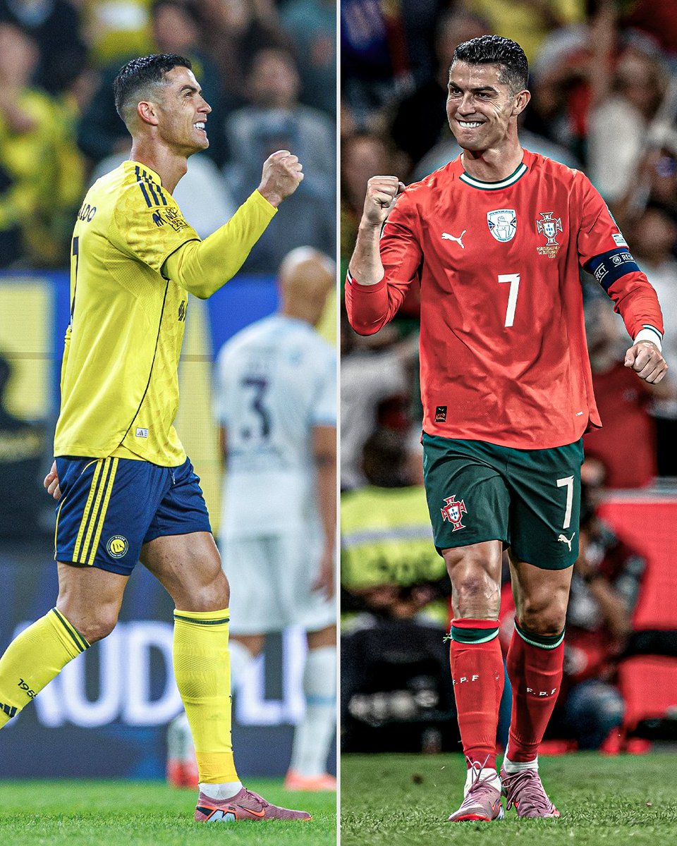 ESPNFC's tweet image. Ronaldo finishes off 2025 with 41 goals for club and country at 40 years old 😱 
 
It's the 3rd consecutive calendar year in which he has surpassed 40 goals 👏