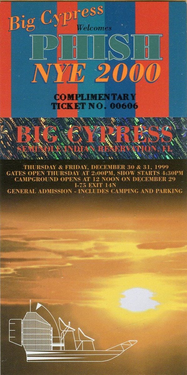 26yrs since #phish 12/30/99-12/31/99 Big Cypress on the Big Cypress Seminole Reservation in The Everglades.  Biggest ticketed event on Earth to celebrate the Millennium.  This One Changed Everything.