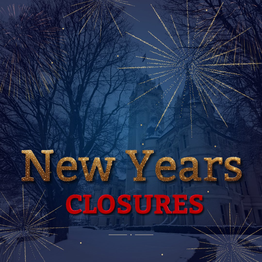 In observance of New Year’s Day holiday, Spokane County offices and courts will be closed on Thursday, January 1, 2026.  This includes Veterans Services, SCRAPS, and the County’s two Transfer Stations.  All county offices and courts will reopen on Friday, January 2, 2026.