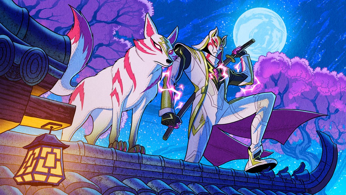 Here's the "Tricksters of the Fox Clan" illustration for Fortnite. Enjoy!