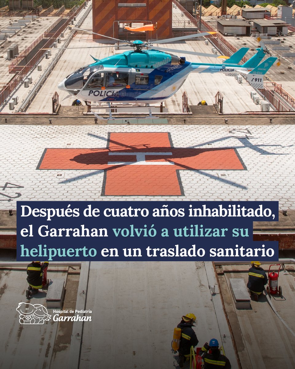 HospGarrahan's tweet image. El Hospital Garrahan volvió a operar su helipuerto, que se encontraba inhabilitado desde 2021, al recibir hoy un traslado sanitario aéreo de un adolescente desde San Antonio de Areco, Provincia de Buenos Aires.

La habilitación fue posible tras completar tareas de mantenimiento,…