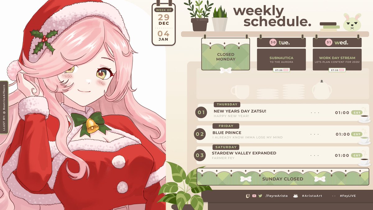 FeyreArista's tweet image. Last scheduled of 2025 and first scheduled of 2026! ✨

🎨: #BeatriceAlfbern