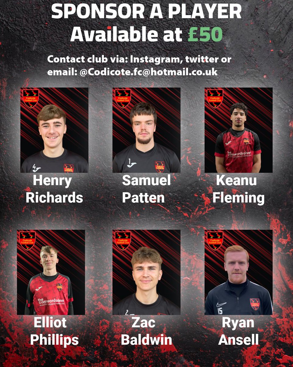 FC_Codicote's tweet image. First Set of Players up for Sponsorship..
