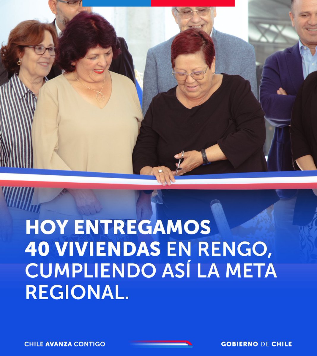 💯🏡 O’Higgins se suma a las otras 8 regiones que cumplieron sus metas del Plan de Emergencia Habitacional. 
Hoy entregamos el conjunto habitacional Villa Las Marías IV en la comuna de Rengo, obra con la que se cumple la meta regional fijada en 14.667 viviendas.