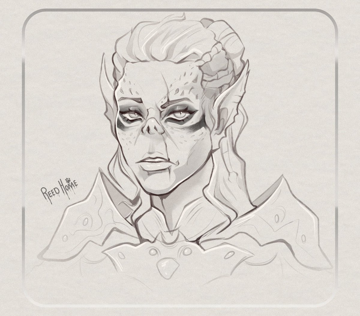 reed_ar_jo's tweet photo. Lae'zel Sketch 
I like her 🐸✨
#BG3 #BaldursGate3 #laezel https://t.co/bvSa9O8bag