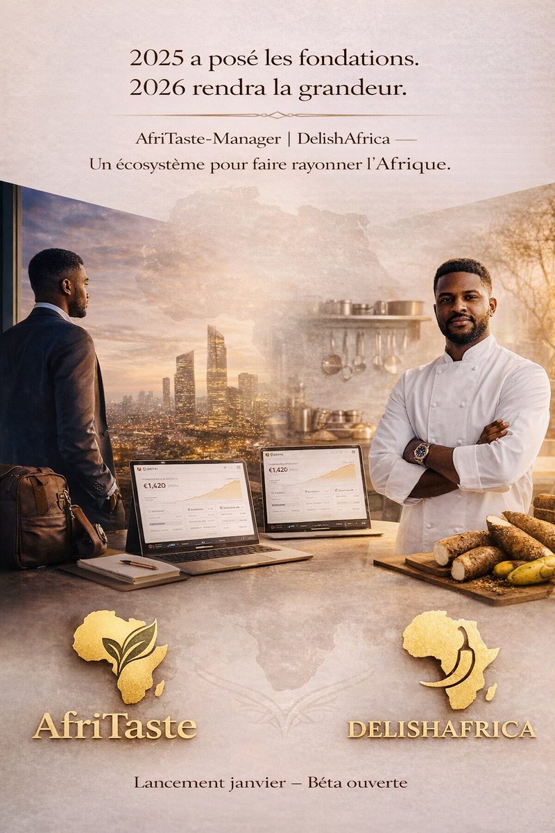 RaoulAli's tweet image. 2025 : #construction.
2026 : #maîtrise.

AfriTaste-Manager, l’ERP pensé pour l’Afrique, disponible en janvier.

#Gérer avec #précision. 
#Grandir avec #sens.

#AfriTasteManager 
#DelishAfrica 
#AfricanBusiness 
#FoodTechAfrica 
#BuiltInAfrica