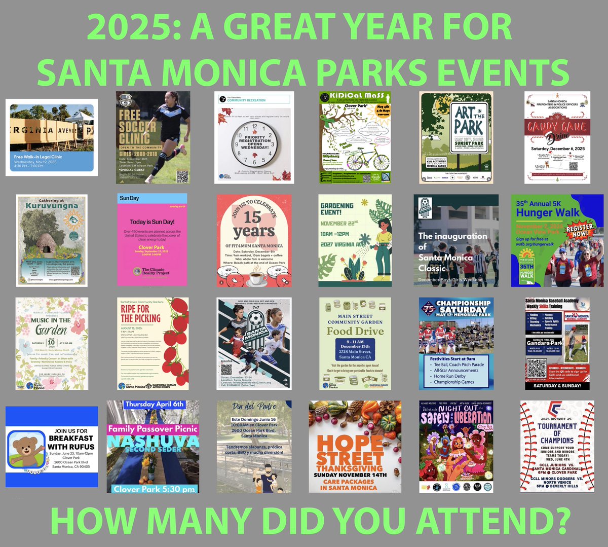 Airport2Park's tweet photo. 2025 was a fabulous year for our Santa Monica Parks!
Every year our Santa Monica Parks serve *MILLIONS* of people and every day there is another park event to enjoy!
Which park events did you enjoy?
#ParksMakeLifeBetter #SaMoParks https://t.co/RSoSNJo8uz