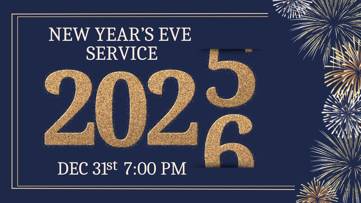Join us tomorrow evening for the last church service of 2025! Let’s end the year together in God’s house! Please note that the service begins at 7:00 PM, which is thirty minutes earlier than our usual Wednesday services. See you there!