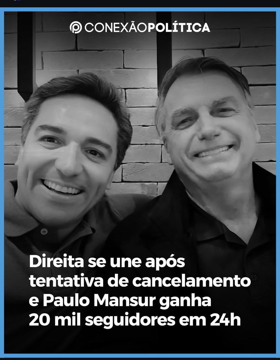 paulomansur_'s tweet photo. Obrigado por todo o apoio ao nosso Presidente 🇧🇷
Ultrapassamos 1 MILHÃO de tweets com a hashtag #BolsonaroEmCasa 

Tentaram me cancelar.
A resposta foi clara: mais seguidores, mais apoio e mais união da direita.

Esse movimento não para.
Seguimos firmes até Bolsonaro sair do hospital e voltar para casa, como é justo, humano e necessário.

A perseguição fortalece.
A união incomoda.
🇧🇷✊