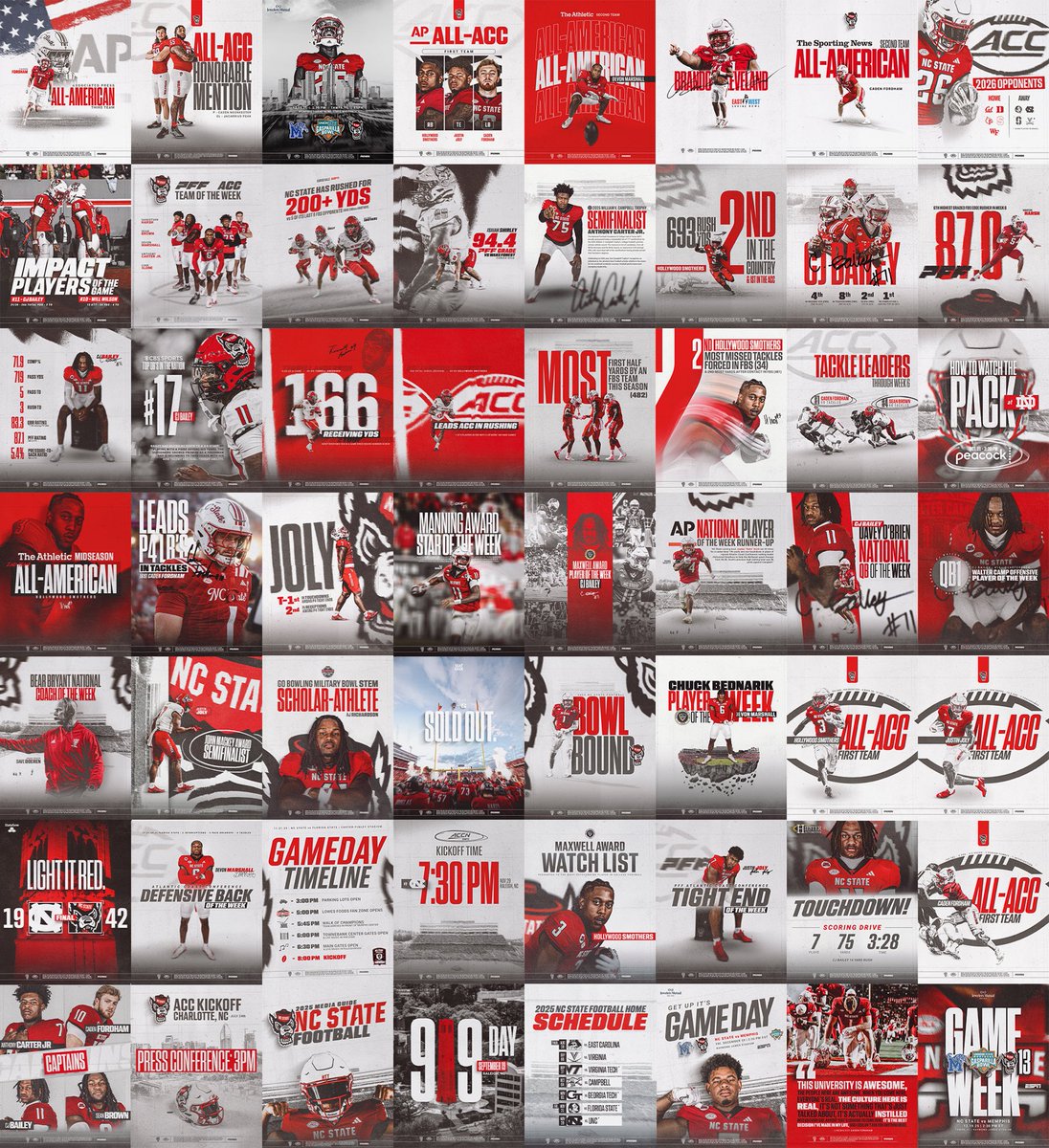ColeHMalone's tweet image. NC State Football 2025 branding &amp;amp; game posters 🏈🎨 @PackFootball 

#1Pack1Goal