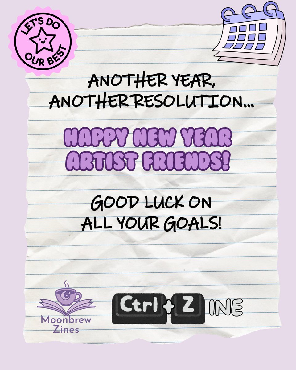 MoonbrewZines's tweet photo. We wish all of our creative friends a #HappyNewYear! 🎆🎉 Good luck on all of your goals and we hope that you can keep up with your resolutions throughout 2026. Just don't forget to go at your own pace! 🫡 https://t.co/1ajCUl9oO0