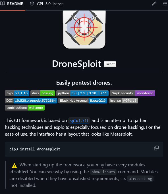 0x0SojalSec's tweet photo. Pentesting framework for drone hacking👀

- https://t.co/CcIbykvG2y

#infosec #cybersec #bugbountytips https://t.co/bTUApEmoLd