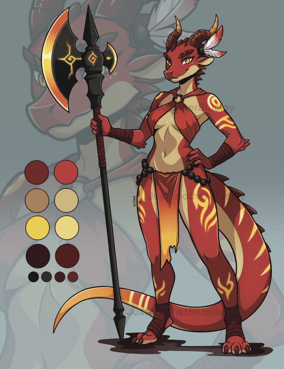 Fire Warrior Drakara - joining JustAnotherBluejay’s characters

Drakara channels the destructive force of flame in service of something greater. But those who threaten her team quickly learn why playing with fire is never wise 🔥

#kobold #CharacterDesign #furry #anthro