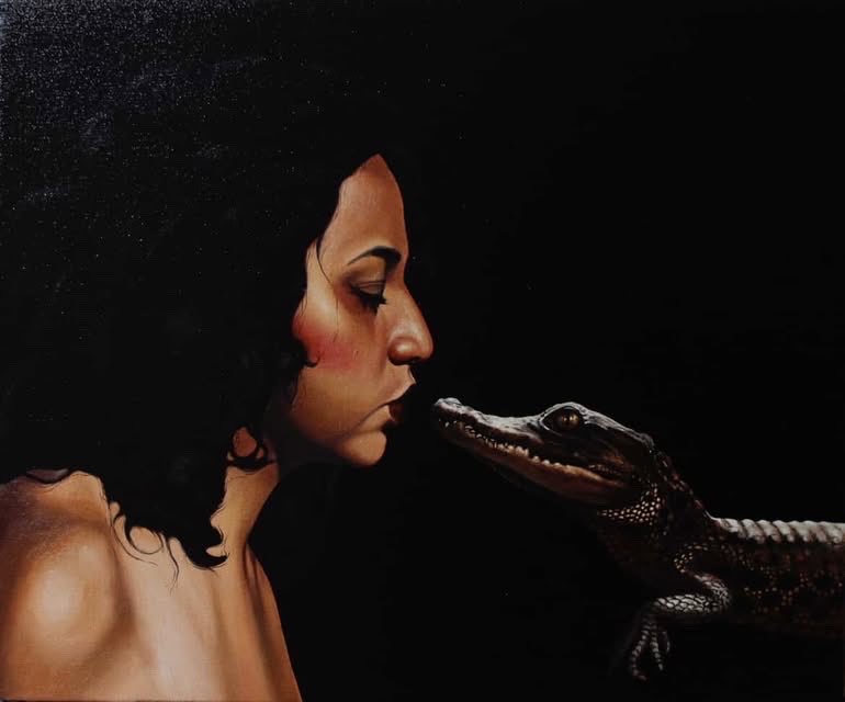 cedenno's tweet image. Este 2025 magníficas obras han llegado al acervo de la Colección Oqli y hoy nos alegra recibir este espléndido trabajo del Maestro David Granados (Ig. @david.granados.palafox.art), artista a quien mucho admiro.
“El primer beso”, confiada a través del intercambio lentes/arte. #Gx