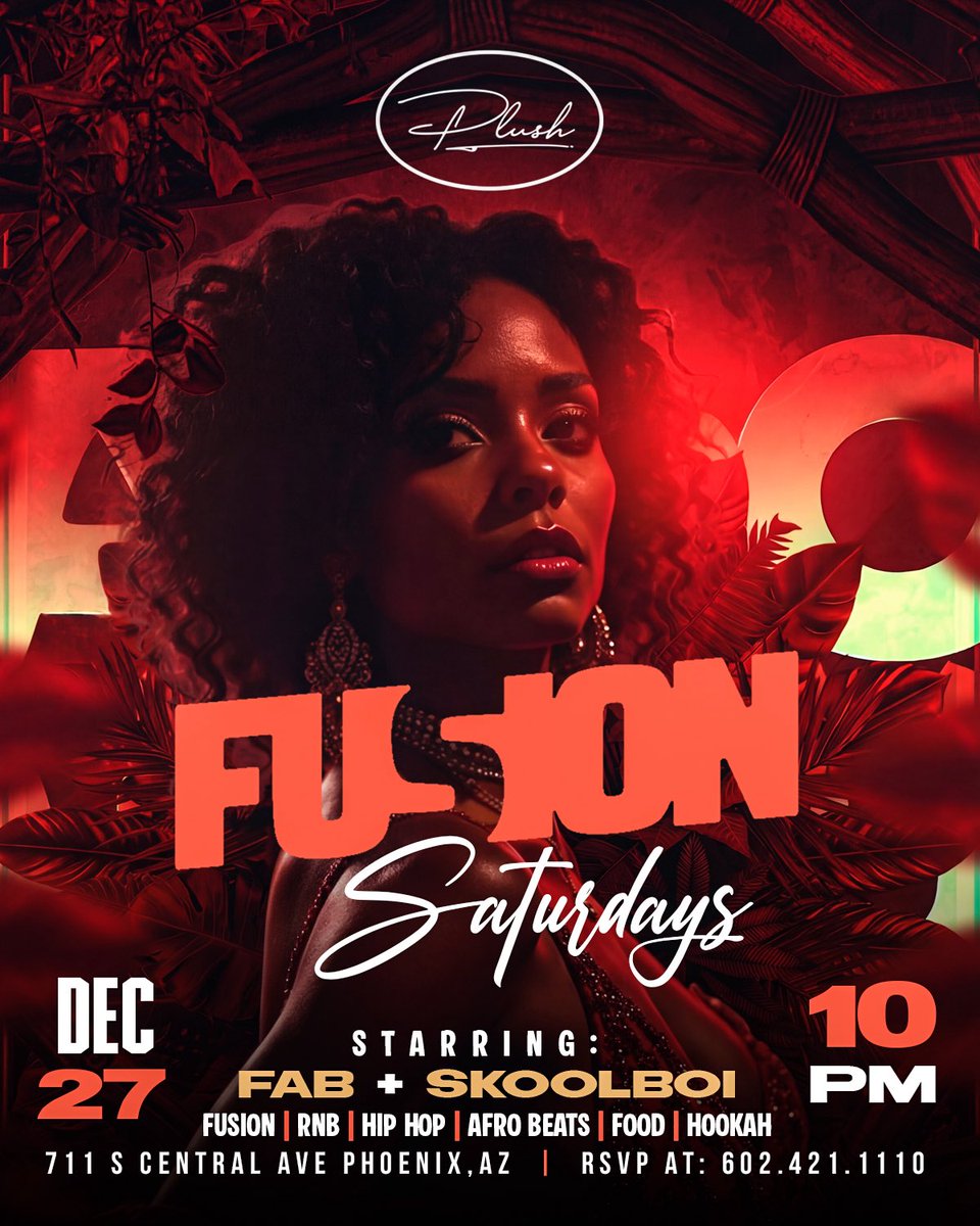 createdbyjhow's tweet photo. 🎨: @jhow5O1 
🪘: “Fusion Saturdays: 12/27” Flyer
📍: Phoenix, AZ
#CreatedByJHow #DigitalTrapStar https://t.co/4iJNUQl9Sz