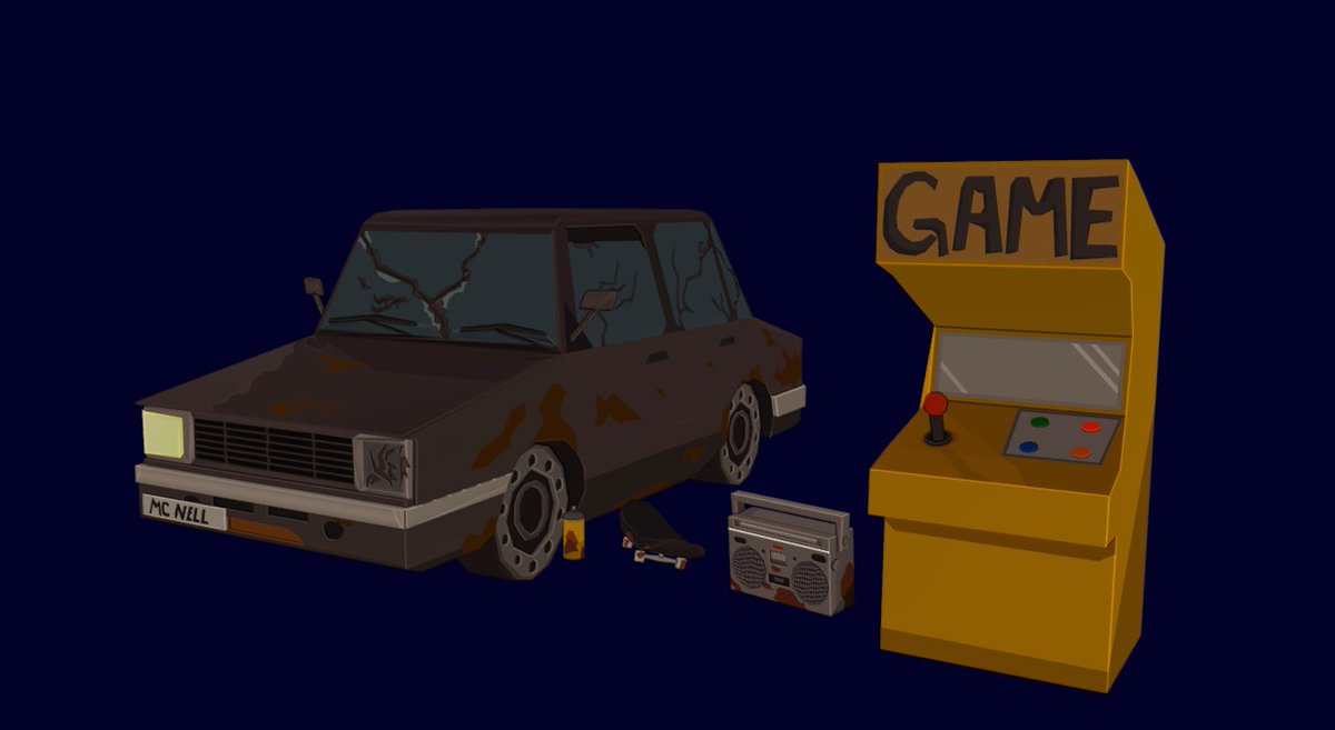 McNell_Dev's tweet photo. Been working on a small stylized low-poly set lately🕹
"80's-inspired city &amp; retro vibes 🚘🛹"
(Commissions open!🎶)

Discord: mc_nell |#robloxdev|#Roblox|#robloxart|#lowpoly|#asset |#Blender|#Car|#retro https://t.co/2q3inDiLLc