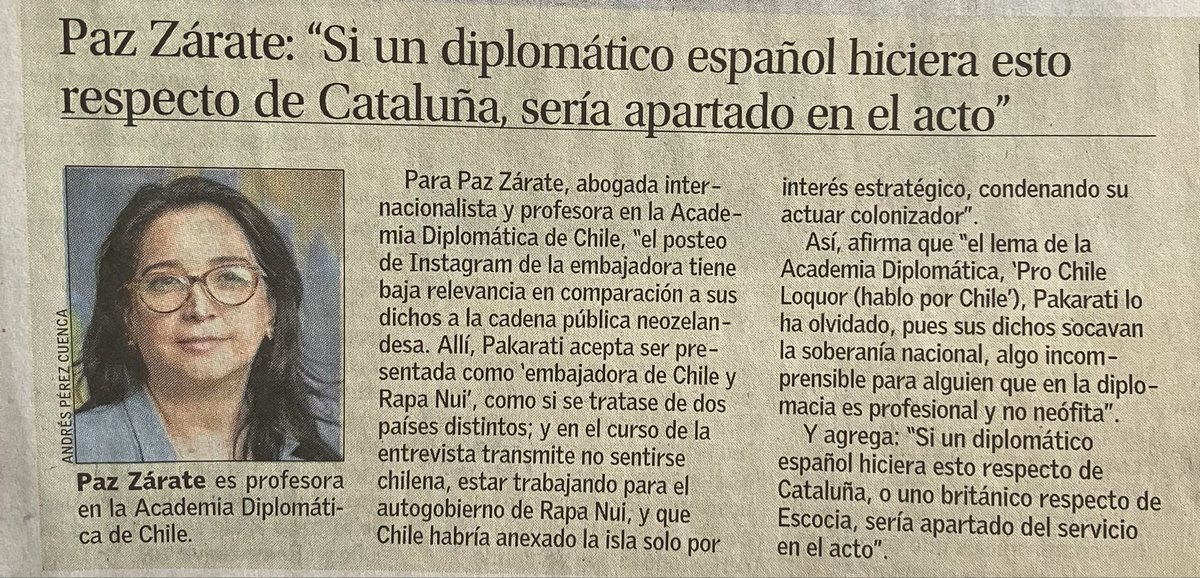 El argumento de <a href="/Paz_ZarateB/">Paz Zárate</a> es irrefutable. Lo malo es que en política exterior Chile nunca ha tenido un gobierno democrático más desastroso en la materia.