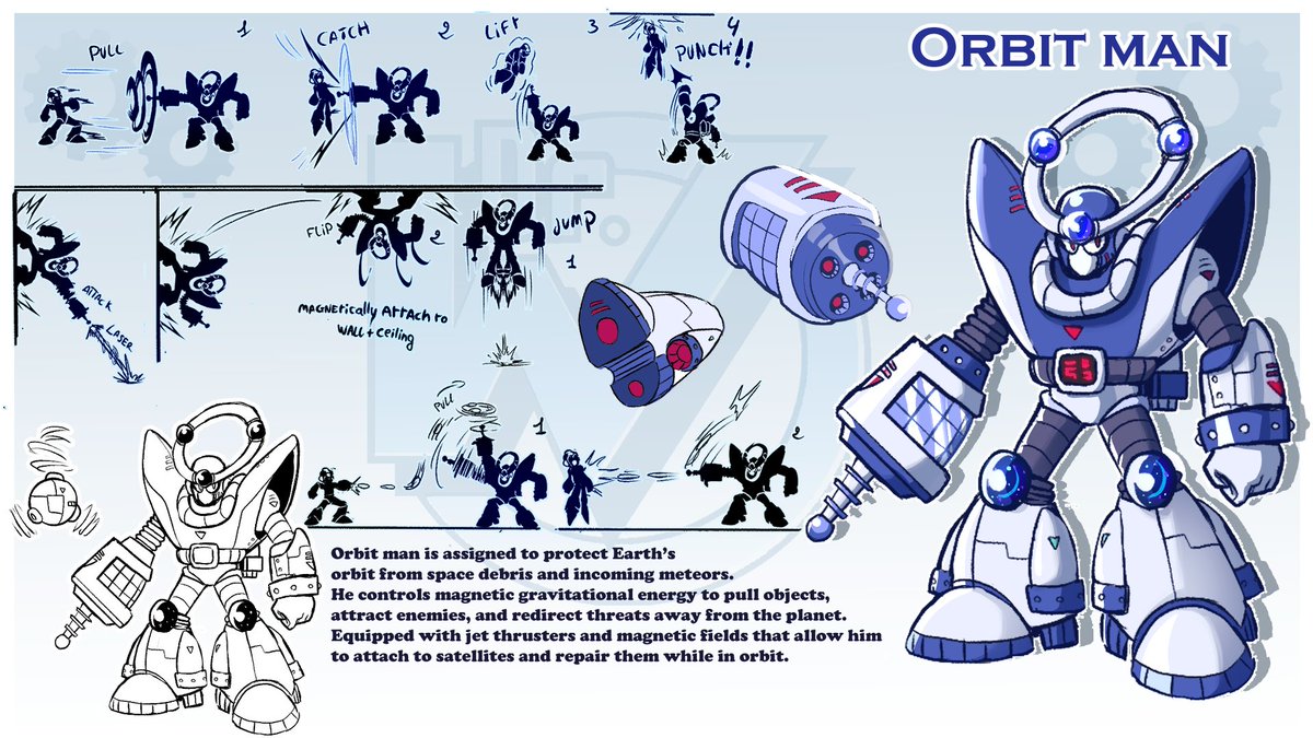 Orbit man
Guardian of Earth’s orbit, controlling magnetic gravitational energy to pull intruding objects, secure them, or push them away before they can threaten the planet.
By : Oussama Outourrout Aka ShodoArt
#MegaManDO #DesignARobotMaster #ロックマンDO #ボスデザインコンテスト
