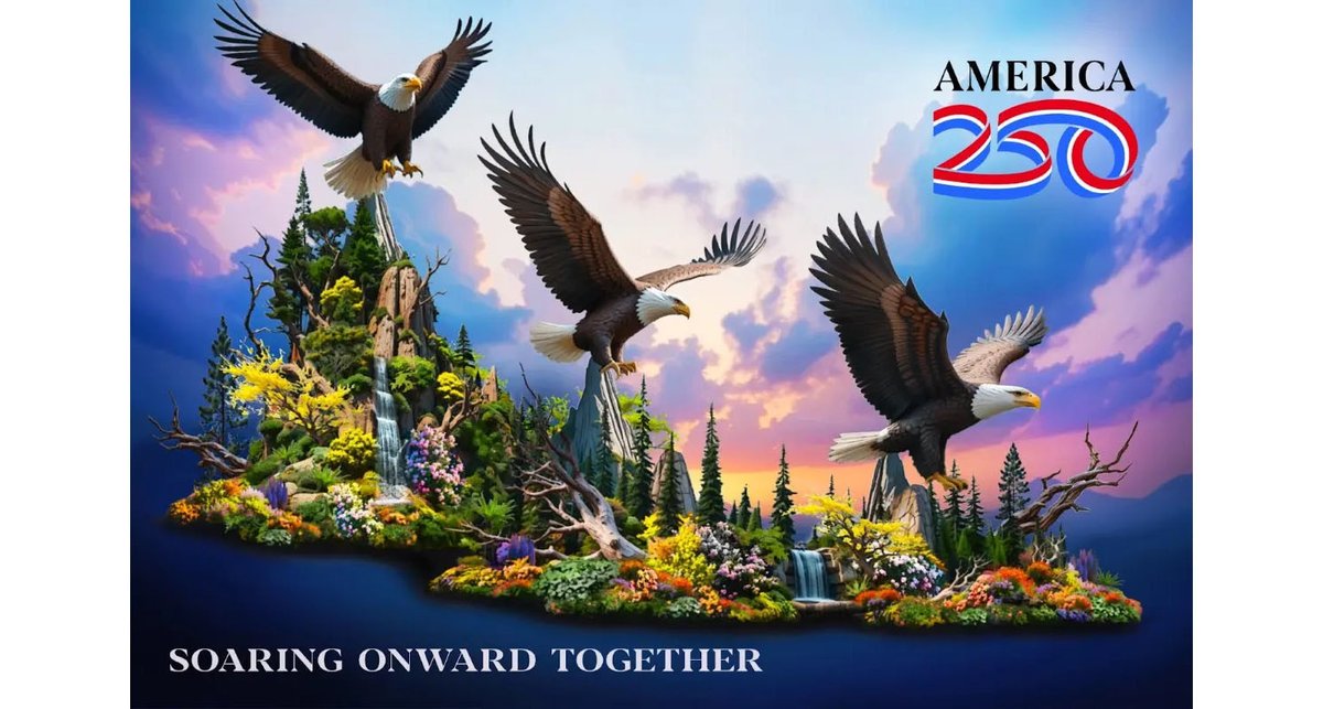 AmericanLegion's tweet photo. On Thursday, @America250 will participate in the 2026 @RoseParade with a float themed “Soaring Onward Together for 250 Years.” The float also will take part in Floatfest, a 2-mile display features #RoseParade floats after their appearance on the parade route.
Details: https://t.co/cf8iV4gV5R.
#America250