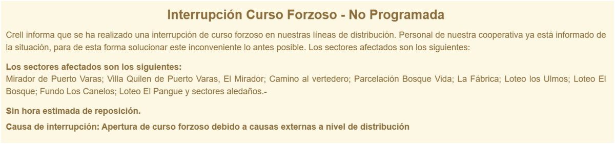 Interrupción Curso Forzoso - No Programada
