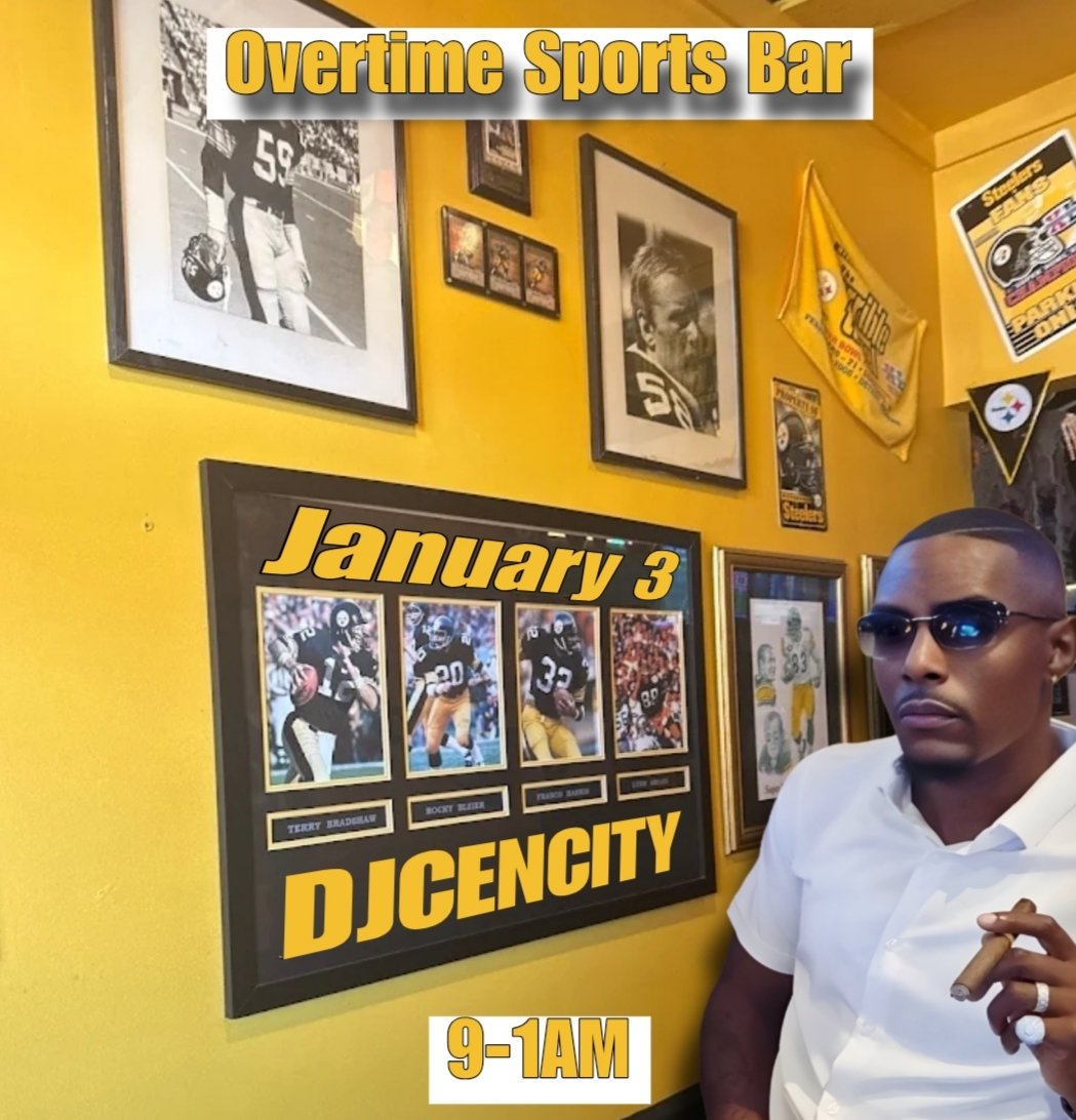 djcencity's tweet image. Steeler fans, im back in your territory Saturday, January 3, at OverTime Sports Bar in Knightdale, NC, from 9-1AM. Come thru, throw dat thang in a circle ❌️⭕️❌️⭕️ and make dat foo call timeout 😩 #PartyWithCenCity