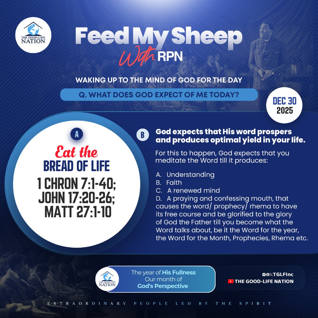 TGLFInc's tweet image. The substance the Holy Spirit relies on to make you into what God has called you to be is the word of God. -RPN 

#BreadOfLifeWithRPN