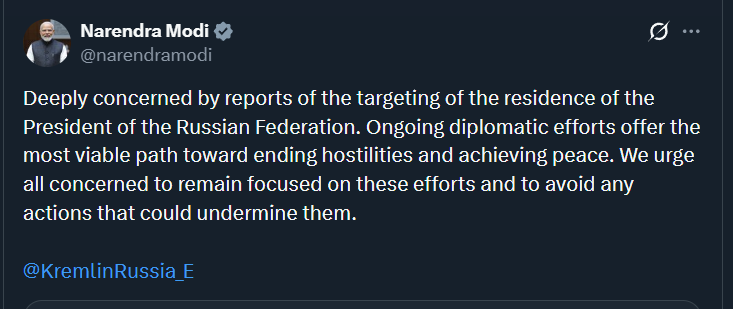 BenHusNed's tweet photo. I hope mr @narendramodi has an intelligence service?

Then you would know that there has not been any attack. It's propaganda. 
And if there was an attack, Putin is a legitimate target. 

You would also know that the negotiations are fake.

Stop siding with the aggressor! https://t.co/IUfCu4lSPk