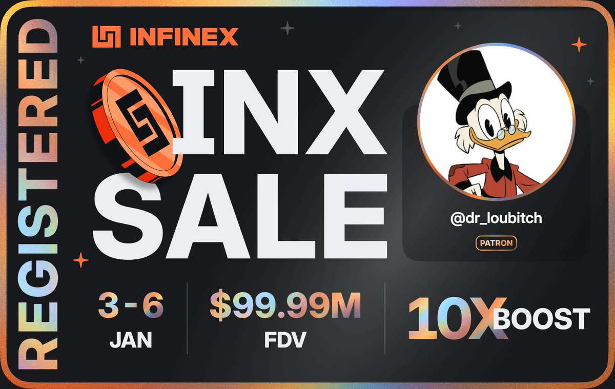dr_loubitch's tweet photo. I'm registered for the @infinex sale - $99.99M FDV, 3-6 Jan 2026 https://t.co/akdZQ597OW