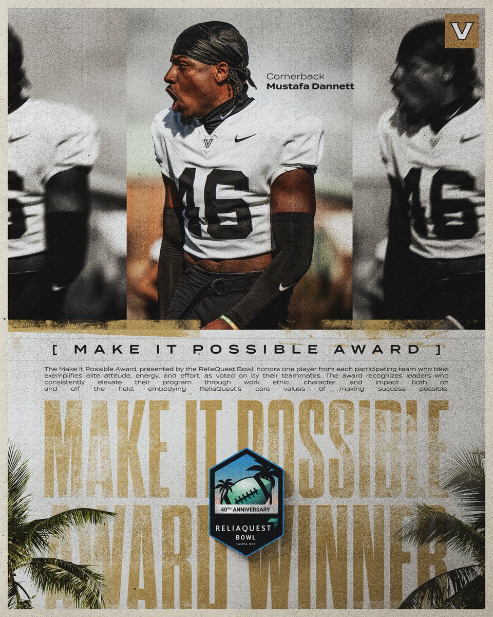 VandyFootball's tweet image. Make It Possible Award

🏆 Mustafa Dannett