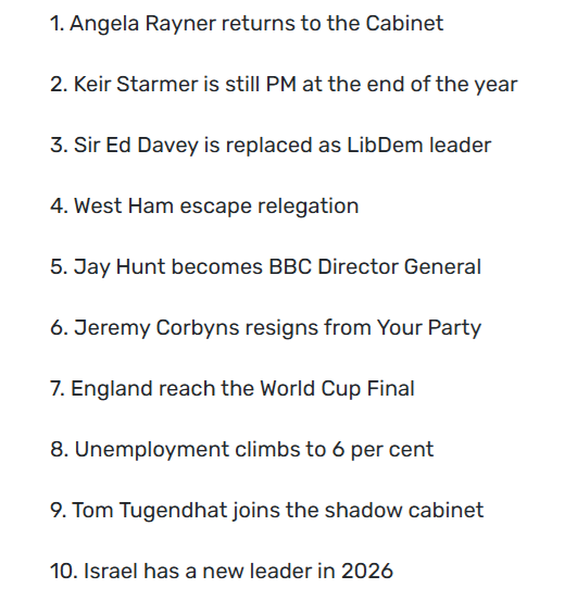 Predictions for 2026 from <a href="/IainDale/">Iain Dale 🏴󠁧󠁢󠁥󠁮󠁧󠁿🇬🇧 ⚒️</a> iaindale.com/articles/my-te…