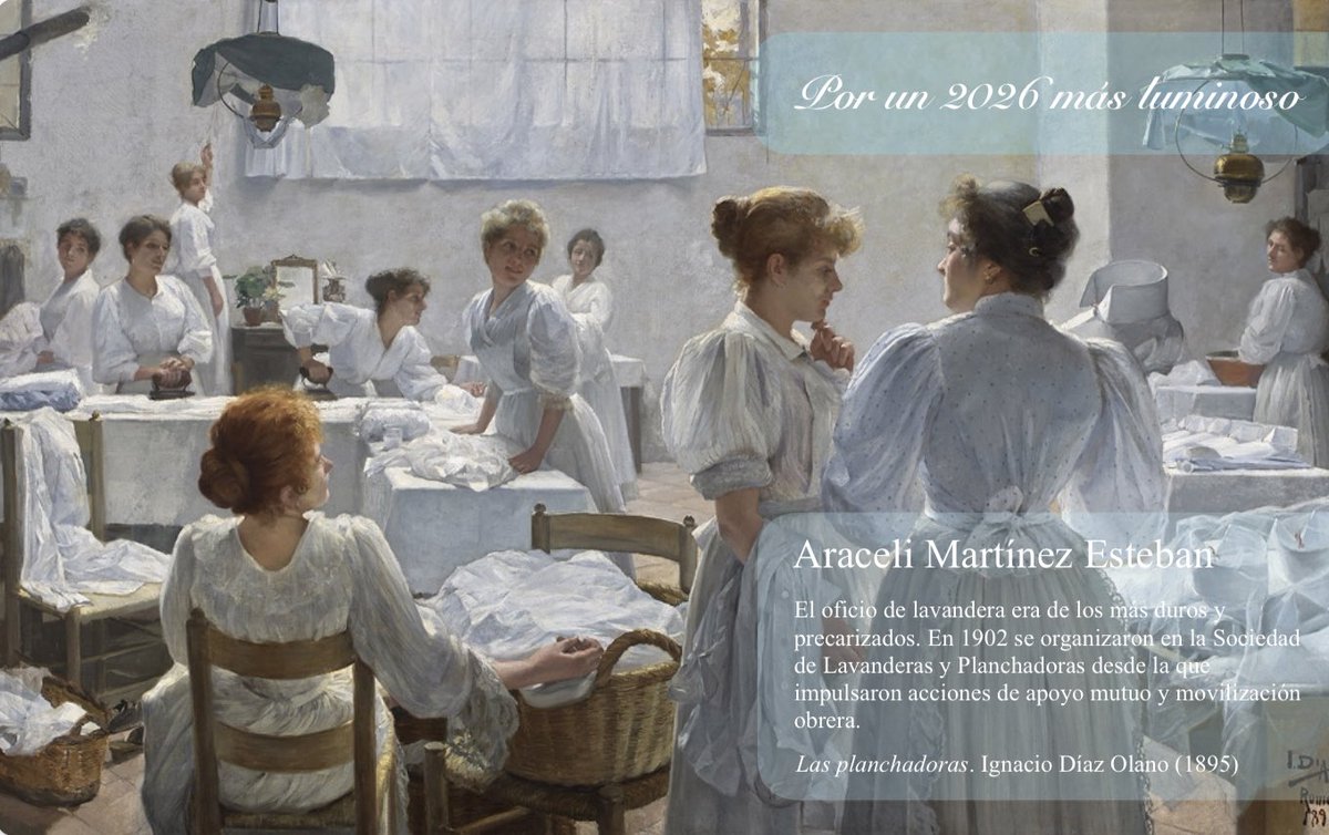 AraMtnezEsteban's tweet photo. Me gustaría terminar 2025 homenajeando a las mujeres que nos precedieron en la reivindicación de la dignidad humana a través de este 🖼️, lleno de significado. 

Pueden verlo estos días en Guadalajara, en la expo organizada con motivo del centenario de la muerte de #PabloIglesias. https://t.co/32jOL7fXTU