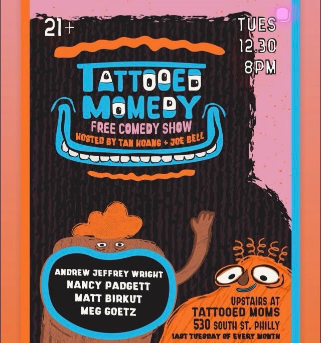 I’m telling jokes tonight at Tattooed Moms! Free show!