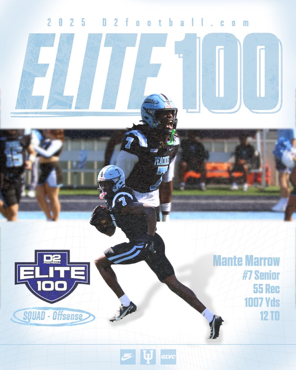 Upper_Iowa_FB's tweet image. Another honor for our guy @diamante_morrow 

Mante was named to the D2football.com Elite 100 team 💯 Congrats Mante!

#SLEDGE || 🦚🏈