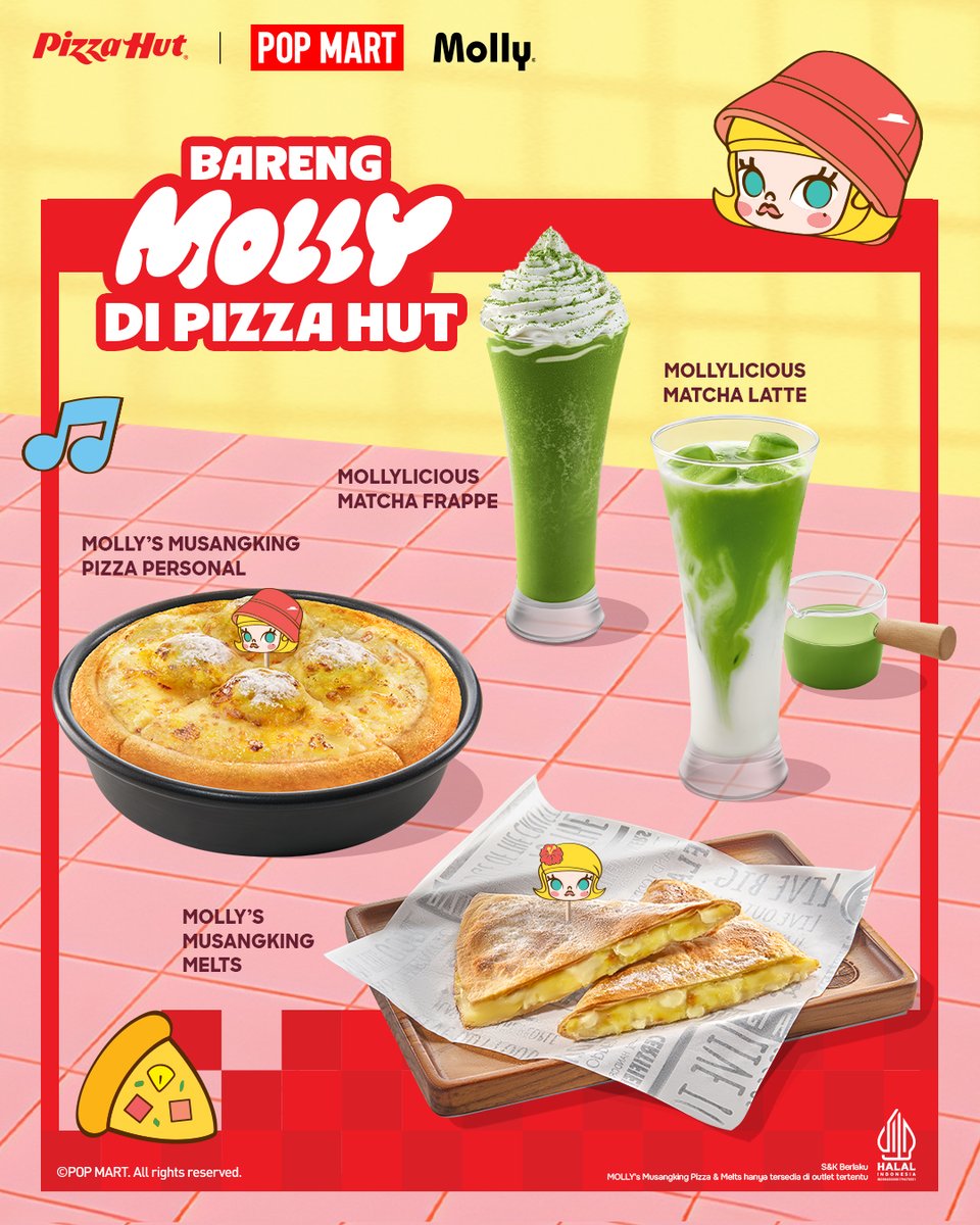 Hangout jadi lebih joyful  kalau ada menu MOLLY’S Favourite di meja! Kamu udah cobain belum? Kalo belum, buruan mampir ke Pizza Hut terdekat yaa 🍕

#PizzaHut #PizzaHutIndonesia #PizzaHutxMOLLY #SLICESofJOYwithMOLLY