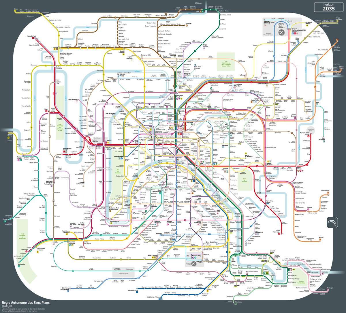 rafp_off's tweet photo. Le voici !
🟦PLAN RÉGION ÎLE-DE-FRANCE 2035 🟦

On remarque l'extrême densité de transports notamment en petite et moyenne couronne !

Grand Paris Express, prolongement tram,...  ...de quoi avez-vous le plus hâte ?

👇PDF⬇️

#metro #tram #rer #paris #train #france #idf #gpe https://t.co/SAvrPMooUj