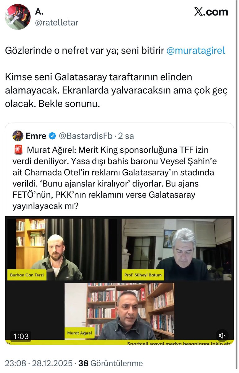 muratagirel's tweet image. Uyuşturucu, yasa dışı bahis ve kara para ilişkileri üzerine yaptığım haberler, kitaplar; yani gazetecilik çalışmaları nedeniyle organize şekilde küfür, tehdit ve öldürme mesajları alıyorum.

Eleştiri başımın üstüne; ancak tehdit ve küfür, tam da yazdığım konuların aktörlerinin…