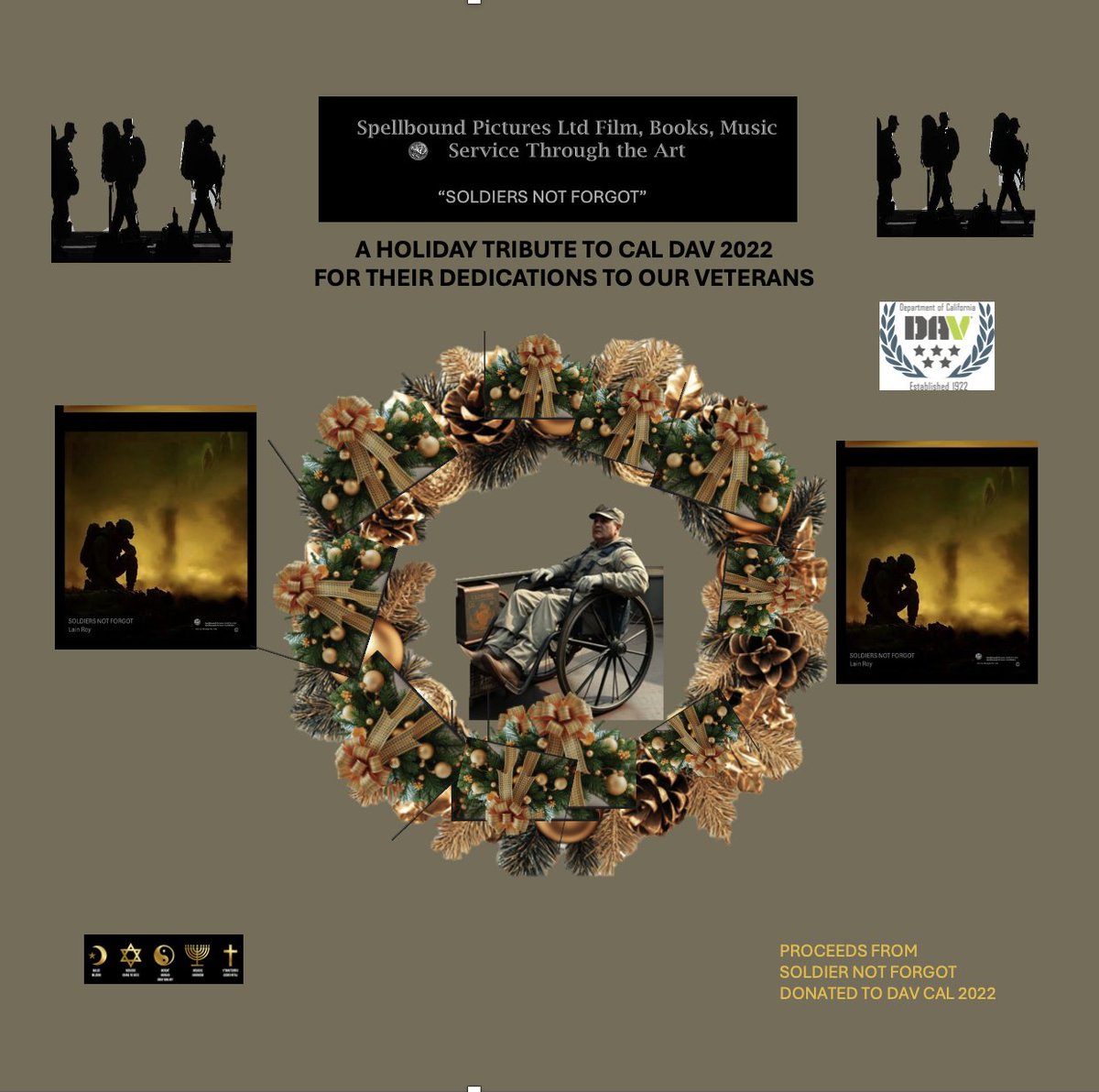 spellboundpic's tweet photo. Our Tribute to DAVCAL to share in their mission to  "KeepTheir Promise to America’s Veterans." 
DAV is an organization of veterans helping veterans.
"The  reasons are as individual as our members. Some join for the fellowship  at our more than 1,200 local chapters. Some for the inspiring national  events. Others for opportunities to serve their fellow veterans and  their families. And many join to continue the fight to support the  rights and benefits of all veterans. DAV understands the needs of  veterans because we are veterans—nearly 1 million strong." 
Proceeds from SOLDIERS NOT FORGOT Sung by LAIN ROY are donating to DAVCAL https://t.co/JSCaDPEEXb https://t.co/ltFD6GJN81
=yraGpHyKt_jvNf6t
 https://t.co/eAQUHxlsPF
 https://t.co/t6UYHojlYH