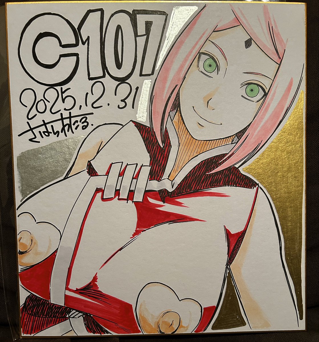 昨日なんとか描き上げたのにお知らせを忘れていた色紙です。今日のコミケよろしくお願いします🙇 