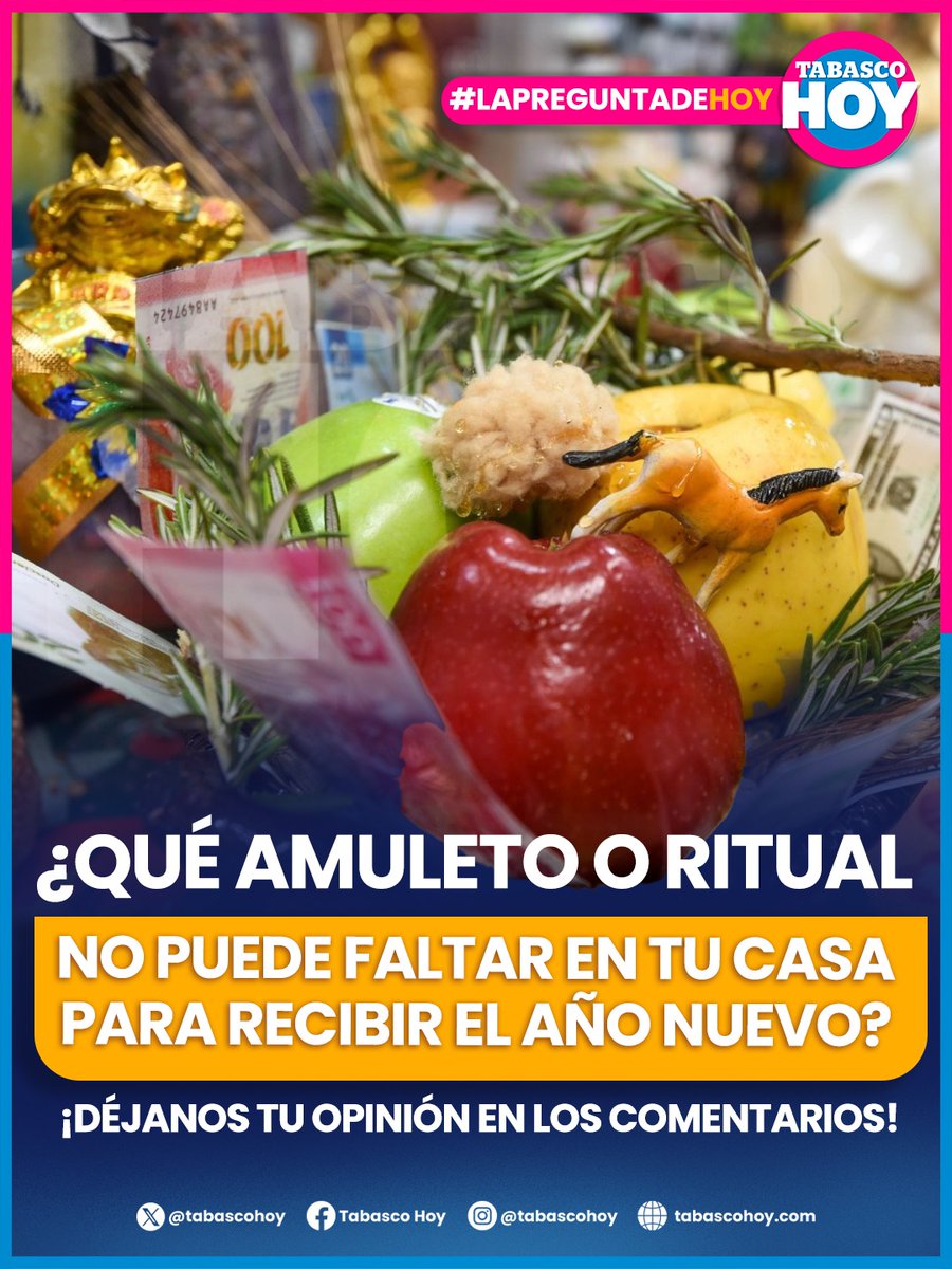 TabascoHOY's tweet photo. #LaPreguntadeHOY🤔 | Se va el año, llega uno nuevo… ✨
y con él los rituales, los amuletos y los buenos deseos. 🕯️🍀
En muchos hogares no faltan las velas, los inciensos y la esperanza de que todo mejore.
👉 ¿Qué amuleto o ritual no puede faltar en tu casa para recibir el Año Nuevo? 🎊🔥 #GrupoCantón 👉 https://t.co/MaPADTvVVx