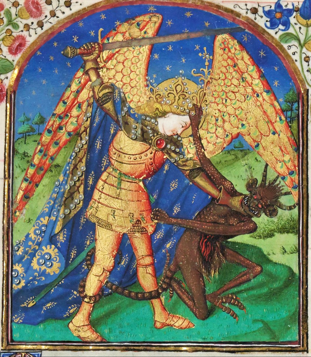 Saint Michael Overcoming the Dragon, from the Hours of Louis of Savoy ca. 1445-1460