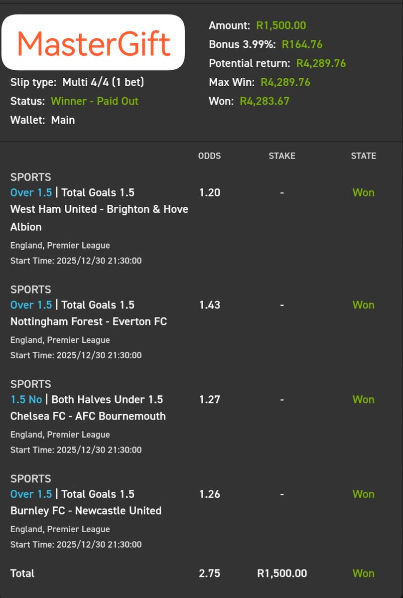 MasterGift1's tweet photo. 😂4K 💰BooM R4 283🤪🔥
💰MR WIN EVERYDAY😩Play My ⚽Slips if u want to Win Everyday🙌
🔥Register Easybet 💛 click here👇
 
https://t.co/qdjO25SCyI

Promo Code : GIFT50
18 + T&amp;CS Apply @Easybet_SA https://t.co/Z7fyGjubid