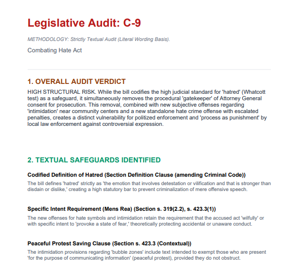 Freedom_1961_'s tweet photo. Audit of bill C-9 https://t.co/kUmfTouBJN