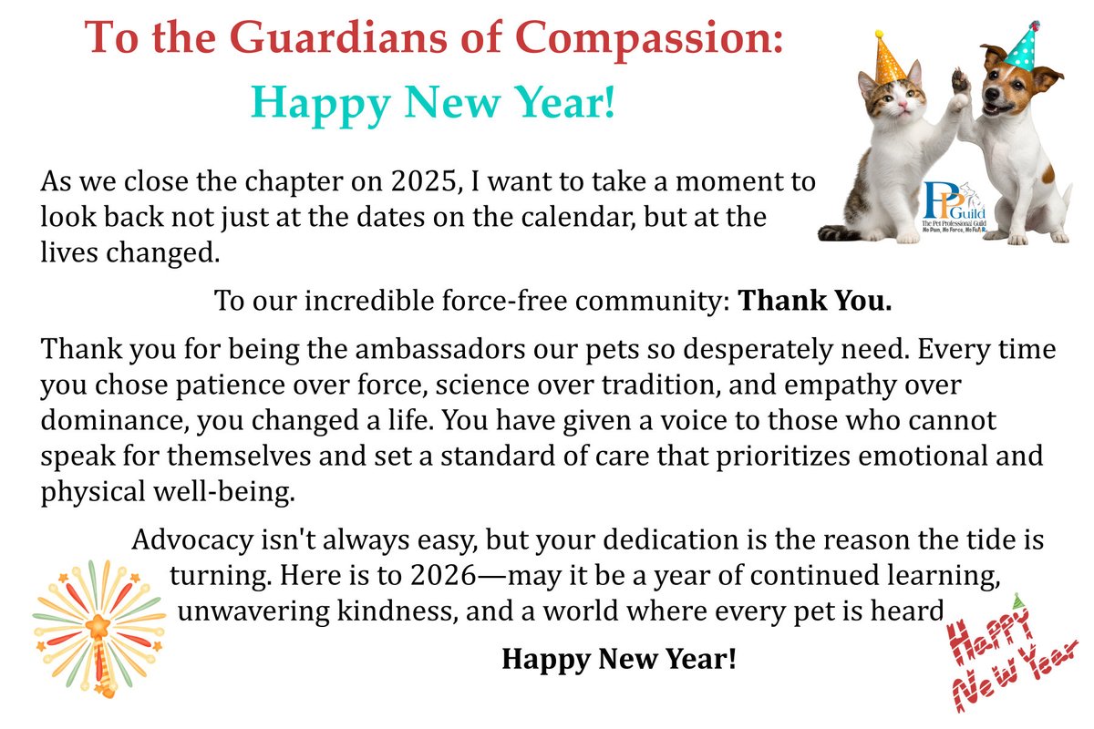 🎉Here's to 2026 - May it be a year of continued learning, unwavering #kindness, and a world where every pet is heard.
#HappyNewYear2026